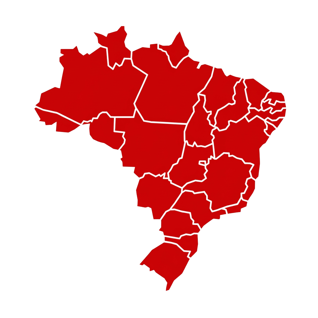 Mapa do Brasil com destino para entregas da Dooki Biscoitos